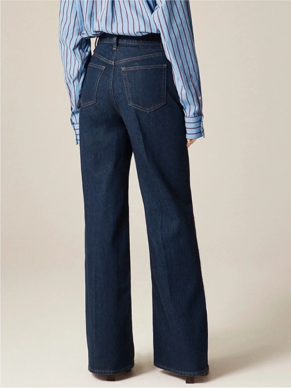 J. Crew Denim Trouser Wide Leg Jean Size 27 Rinse Wash High Ride Semi-Stretch